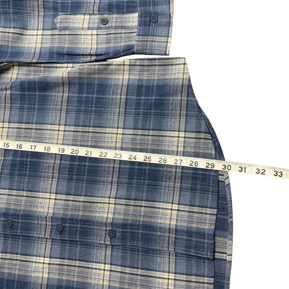 DAILY THREAD BUTTON UP SHIRT PLAID MENS L BLUE KHAKI CASUAL LONG SLEEVE NWT - Picture 10 of 11